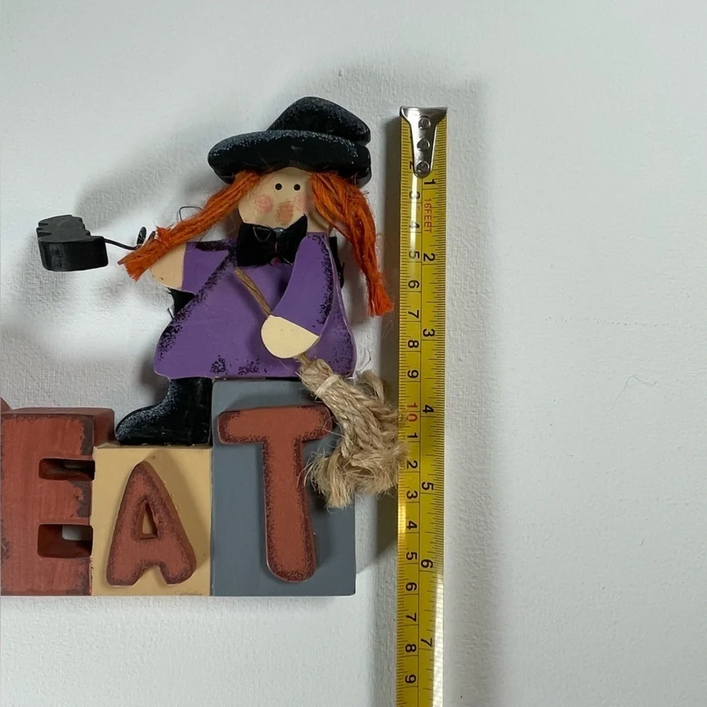 Halloween Themed Decor with Cat Witch Ghost Accents Set of 2